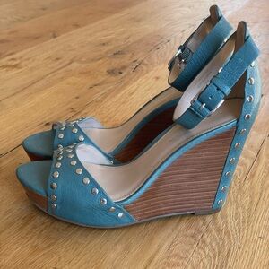Via Spiga Mercari turquoise studded wedge sandal